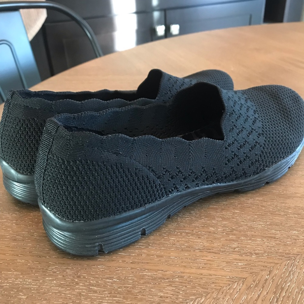 Skechers Black Slip-On Knit Sneakers - Picture 6 of 12